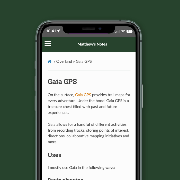 Matthew's Overlanding Notes